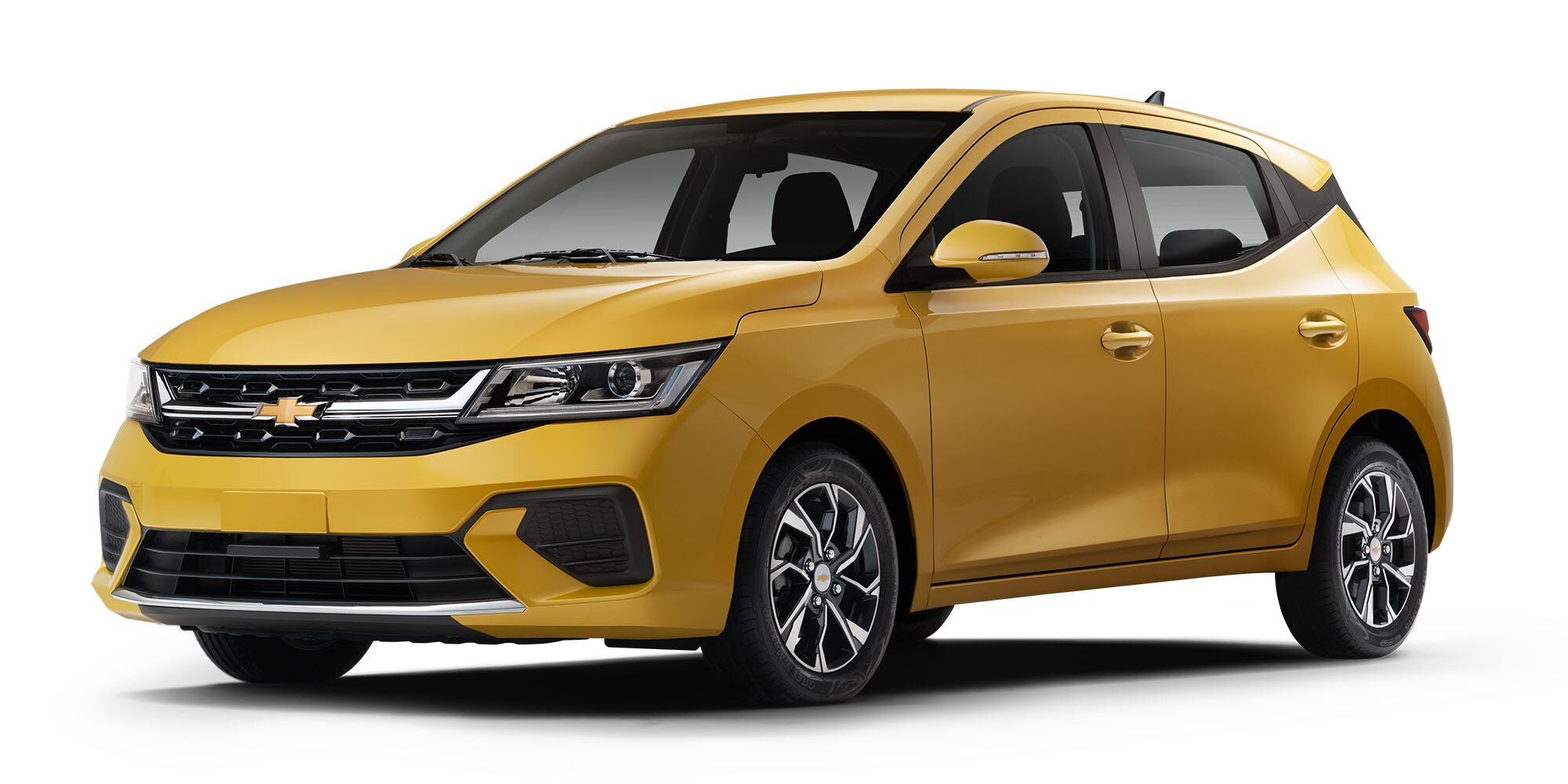 Nuevo compacto 4 puertas Chevrolet Aveo Hatchback 2026 en color amarillo